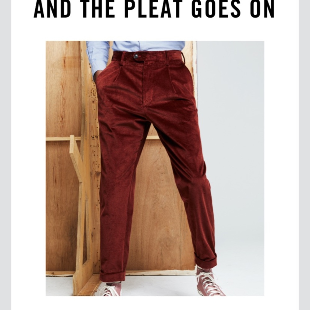 Single pleated corduroy pants by Todd Snyder.